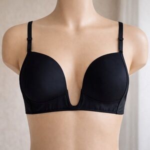 Victoria's Secret Black Plunge Front Minimal Bra Coverage